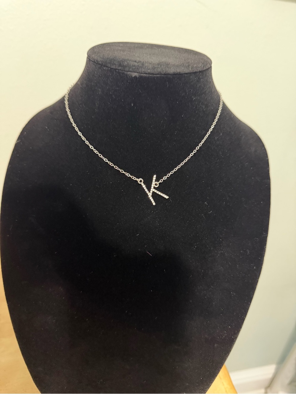 Paparazzi Silver Crystal 'K' Initial white Necklace